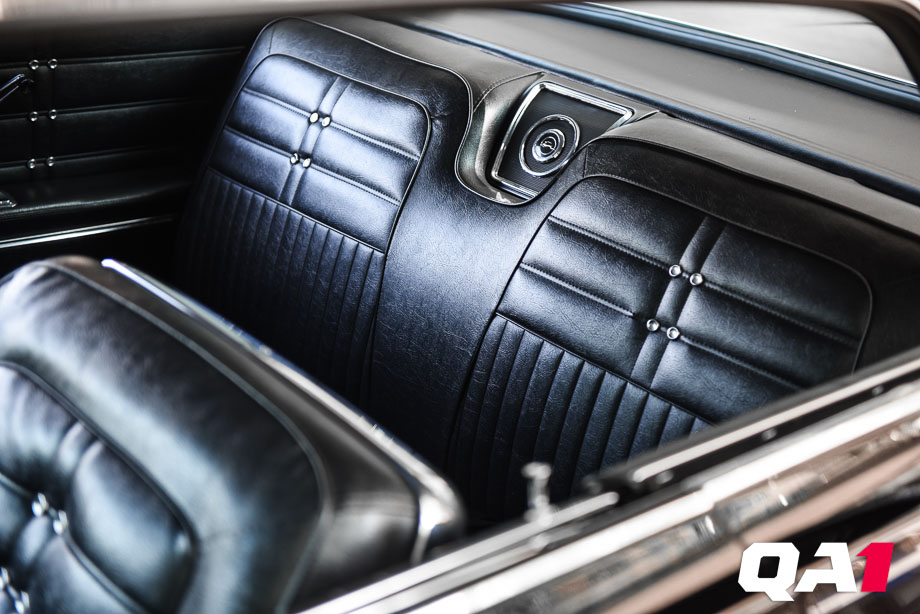 The custom interior inside a 1963 Chevrolet Impala. The custom interior inside a 1963 Chevrolet Impala.