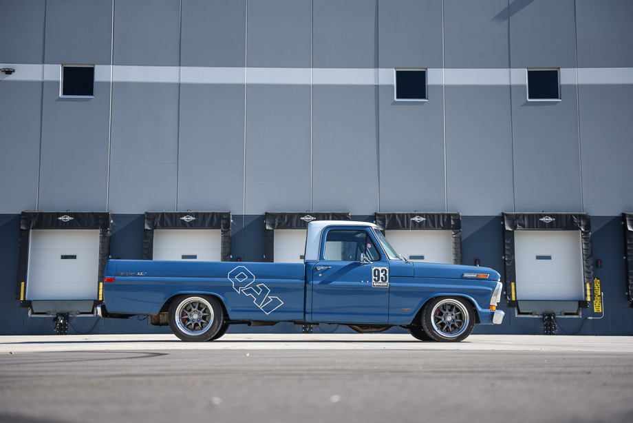 “New Blue” Ford F100 features QA1’s custom ride height adjustment, allowing the truck to achieve the perfect lowered stance for aggressive styling. “New Blue” Ford F100 features QA1’s custom ride height adjustment, allowing the truck to achieve the perfect lowered stance for aggressive styling.