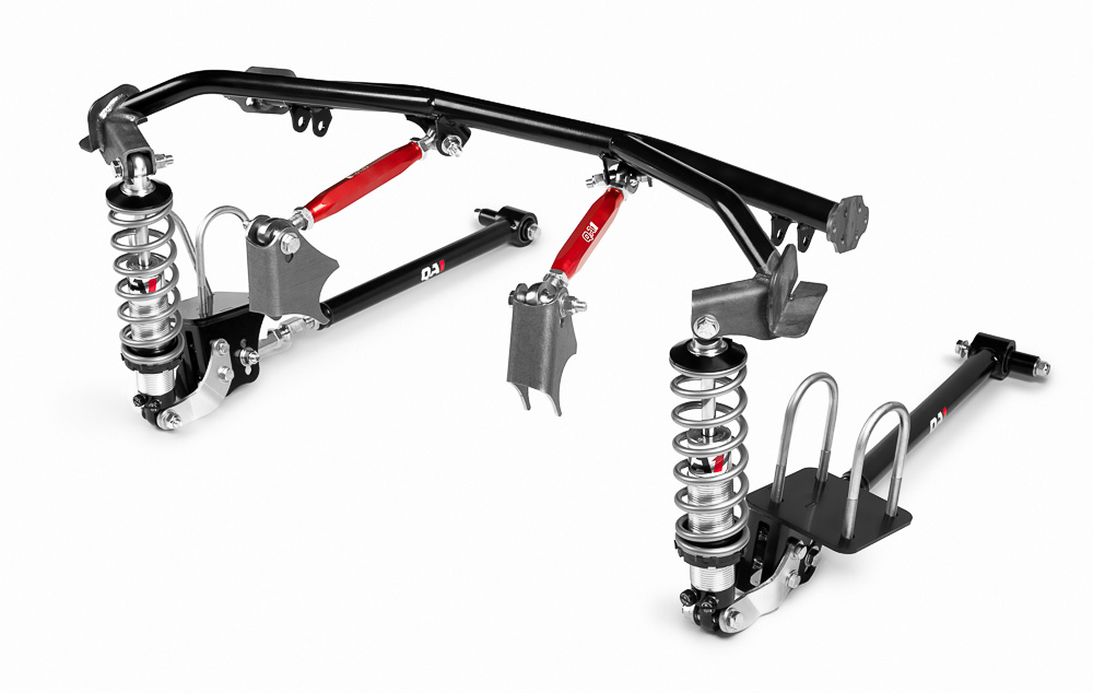 High-performance 4-link rear suspension installed on a Chevrolet Nova, enhancing traction and adjustability. High-performance 4-link rear suspension installed on a Chevrolet Nova, enhancing traction and adjustability.