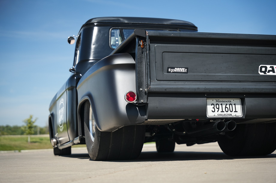 QA1 suspension components, including coilovers and adjustable shocks, enhancing the performance of Rob McPherson’s 1956 Chevy 3100. QA1 suspension components, including coilovers and adjustable shocks, enhancing the performance of Rob McPherson’s 1956 Chevy 3100.